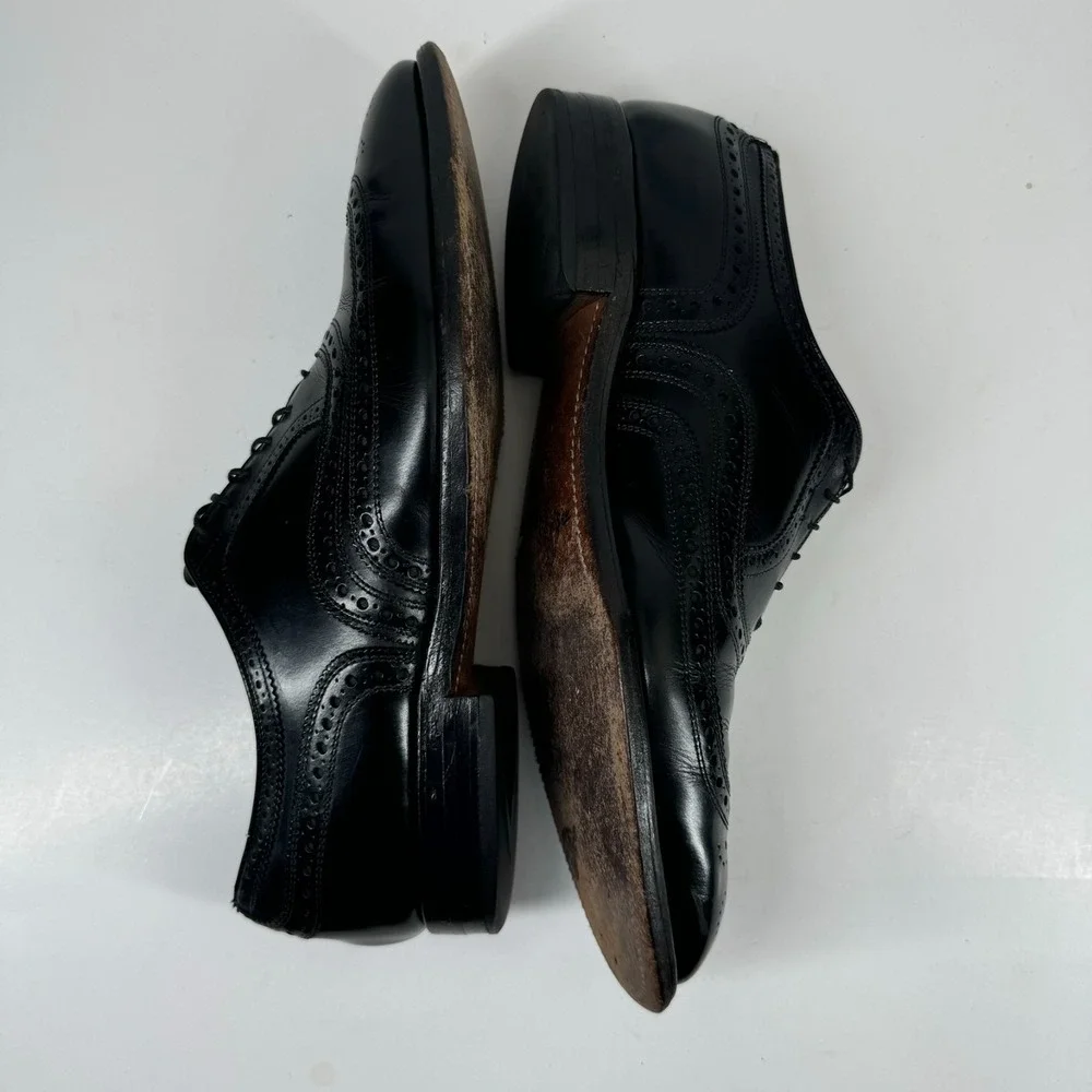 Allen Edmonds McAllister Men's 9.5C Black Leather Wingtip Oxford Dress Shoe 6215